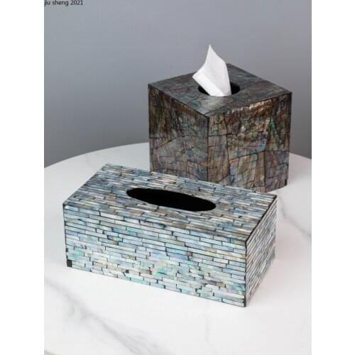 European-style Wooden Color Shell Tissue Box Black Square Pumping Paper Tube Living Room Dining Table Tissue Box Home Decoration