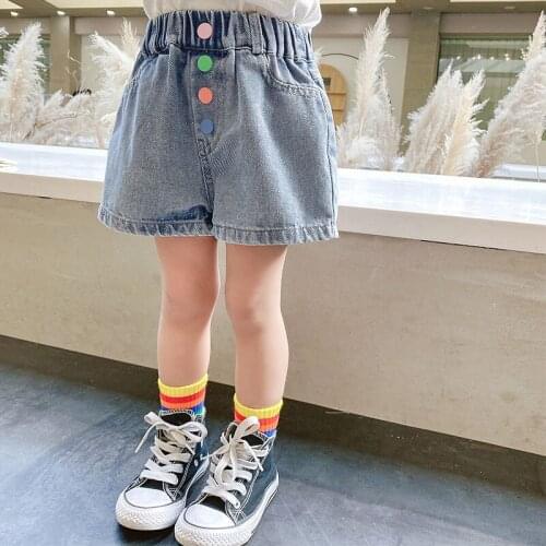 Summer Girls New Denim Shorts Kids Foreign Style Korean Five-Point Pants Simple Baby Pants Trend 2 3 4 5 6 7 8 9 Years