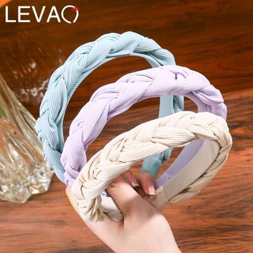 Levao 2021 Solid Color Braid Headband For Women Hair Accessories Twists Hairband Hoop Bezel Girls New Headwear