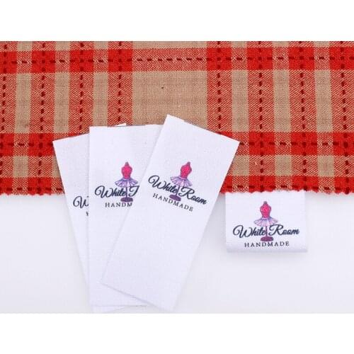 MD0442) Custom Clothing Labels, Personalized Brand, Cotton Collapse label, Logo or Text , Clothing mannequin