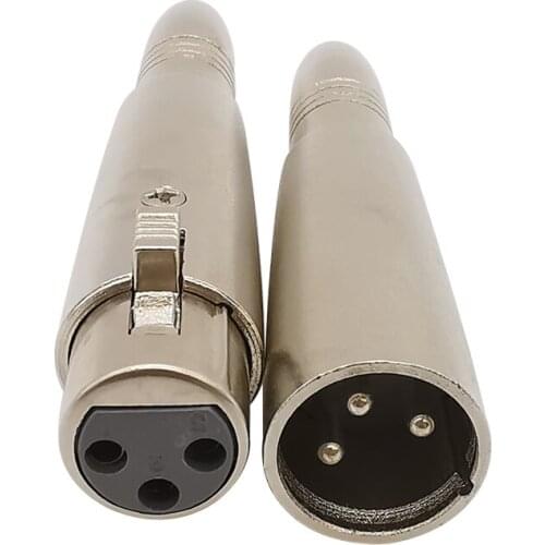 Metal 3 Pin XLR Male Female Plug to 6.5mm Female Jack Audio Adapter Microphone Speaker Cable Connector