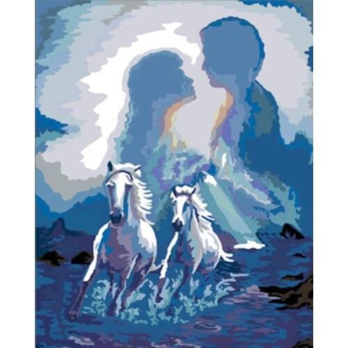 DIY Digital Painting By Numbers sky couple oil painting mural Kits Coloring Wall Art Picture Gift frameless
