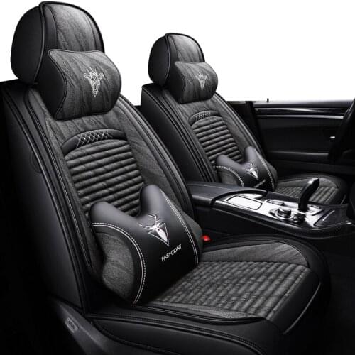 ZHOUSHENGLEE Linen Flax Car Seat Cover for Chevrolet Aveo Captiva Sonic Sail Spark Blazer epica Camaro Equinox Cavalier Trax