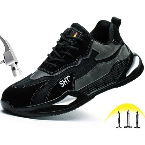 Indestructible Men Lightweight Work Safety Shoes Breathable Casual Comfortable Slip Resistant Industrial Working Steel Toe Boots