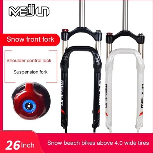 MEIJUN Snow Bike Front Fork For A Bicycle 26inch Aluminum Alloy Air Gas Fat Fork Bike For 4.0"Tire Bicycle Accessories