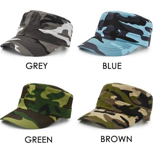 Flat Top Baseball Cap, Men Women Cotton Baseball Twill Army Millitary Hat Cap
