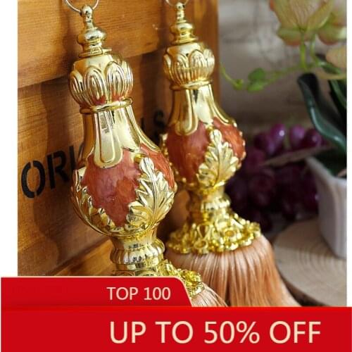 European-Style Curtain Buckle Tied Rope Strap Hanging Ball Creative Tassel Pair of Simple Modern Tie Strap Hook Flower