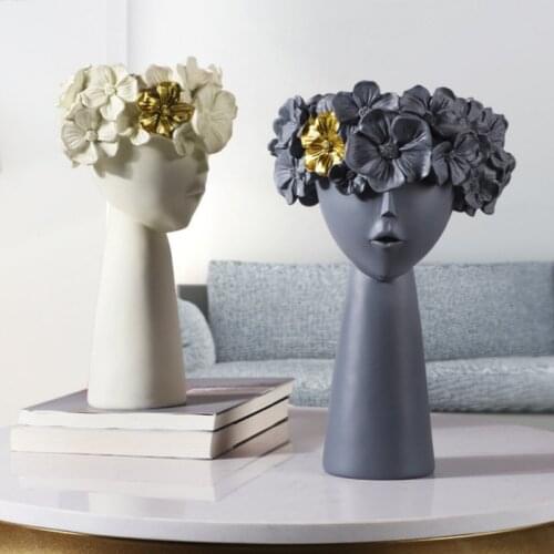 Nordic Resin Flower Vase Fairy Desktop Storage Organization Flower Pot Modern Home Decoration Ornaments Statue Art Sculpture
