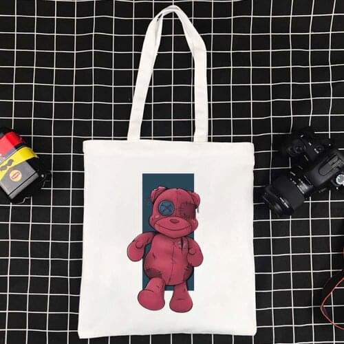 Cute Bear Tote Bag Large-capacity Ladies Shopping Bag Reusable Handbags Eco-friendly High Quality Foldable Shoulder Bag