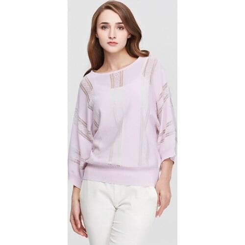 Spring 2021 new woman sweaters thin loose knit pullover round neck five-point sleeve plant worsted T-shirt dropshipping