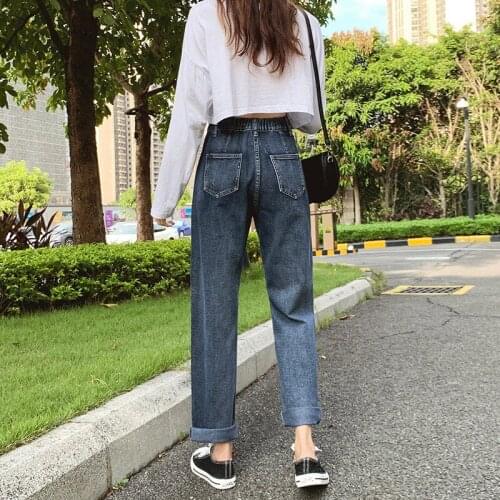 2021 Autumn New Wide Leg Pants 16-28years Old Straight Full Length Jean Women 90%cotton Loose High Waist Jeans