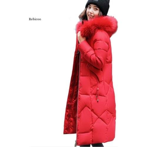 Women Down Jacket Winter 90% White Duck Down Jackets Female Real Fox Fur Collar Hooded Parkas Lady Coats Casaco Hooded Outwears