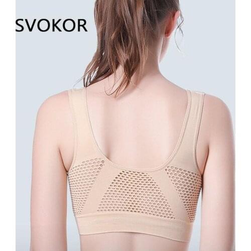 SVOKOR 5XL Hollow Out Women Sport Bra Plus Size Padded Fitness Underwear No Wire-Rim Gym Crop Top Shockproof Breathable