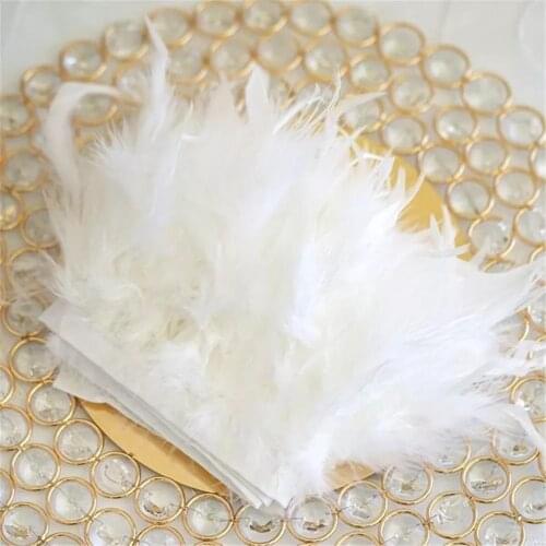 1Meter Fluffy Marabou Turkey Feathers Trim White Wedding Party Dress Decoration 15-20cm juju hat Decor Plumes Wholesale