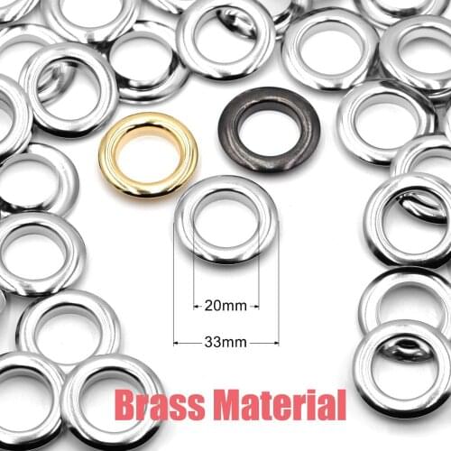 10sets 20mm Silver Gold Black Brass Material Big Size Silver Grommet Eyelet With Washer Fit Leather DIY Craft Shoes Belt Cap