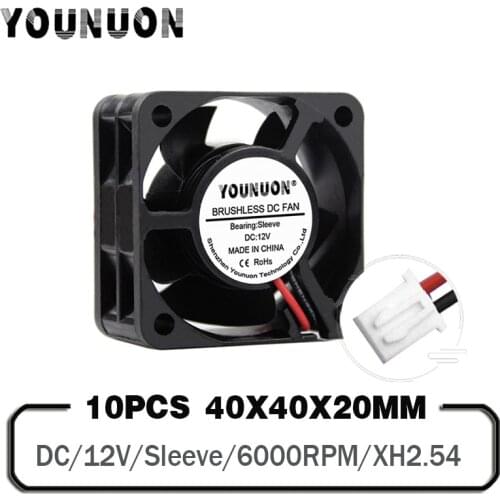 10PCS 40mm 4cm Cooling Fans DC 12V Sleeve Bearing Cooling Cooler Fan 40x40x20mm PC Laptop Computer Radiator Cooler Fans