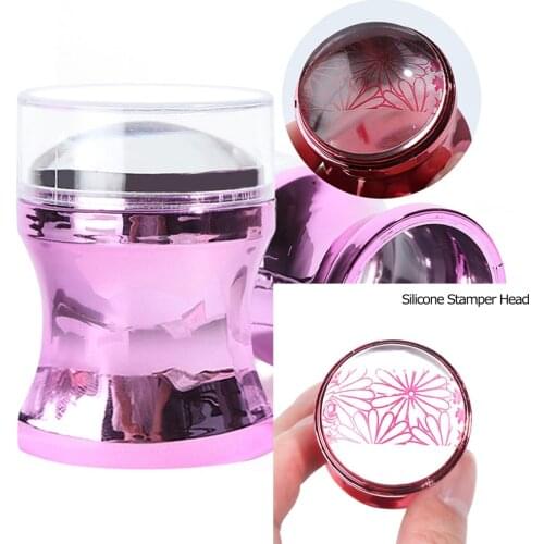 3PCS Silicone Nail Stamper Scraper Manicure Printing Stamper Head Transparent Scraper Nail Art Stamp Templates stamping plate