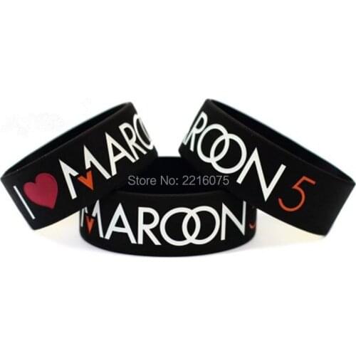 300pcs One Inch I Love Maroon 5 wristband silicone bracelets free shipping by DHL express