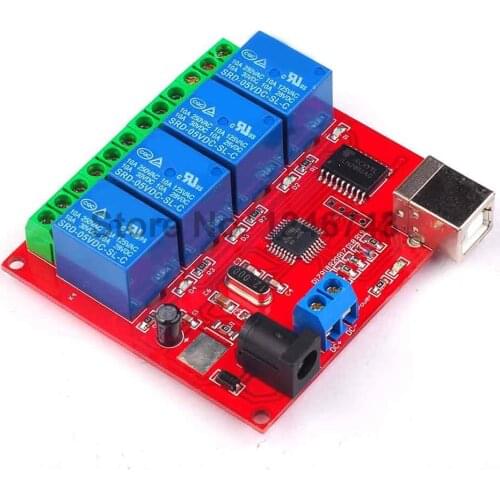 4 Channel DC 5V 12V 24V Computer USB Control Switch Drive Relay Module PC Intelligent Controller 4-way Relay Module