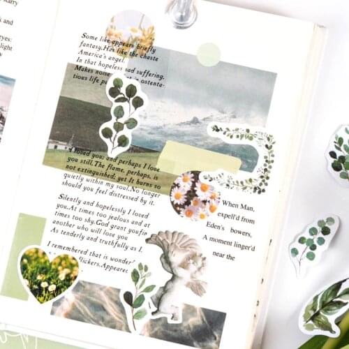46pcs Green flower decorative sticker Kawaii Mini Sticker Diy Decoration Stickers Laptop Planners Scrapbook Diary Notebooks