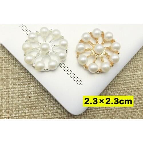 50pcs Strass Charms Wedding Brides Hairpin Invitations Decor Hollow Rhinestone Button Pearl Crystal Buckle Brooch Hair Accessory