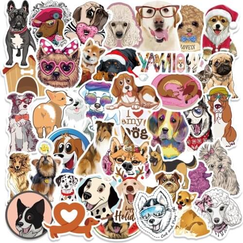 80/50 Cute Animal Pet Dogs Stickers Cartoon Poodle Golden Retriever Dog Kid Toy on Laptop Car Water Bottle Bicycle Sticker Decal