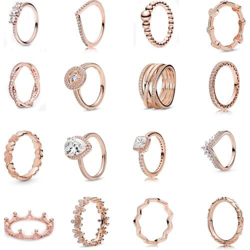 Free Shipping Authentic 925 Sterling Silver Rose Sparkling Priness Wish Rings For Women DIY Jewelry Vintage Circle Daisy Ring