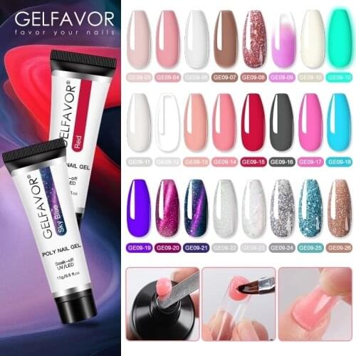 GELFAVOR UV Builder Gel For Nail Extension 15ml Quick Building Clear Glitter Acrylic Poly Nail Gel Semi-permanent Varnish Polish