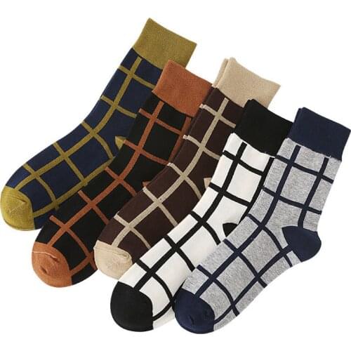 Geometric plaid Short Socks Women Square Striped Black Cotton lattice ladies Sock Autumn Fashion Female warm Casual harajuku sox