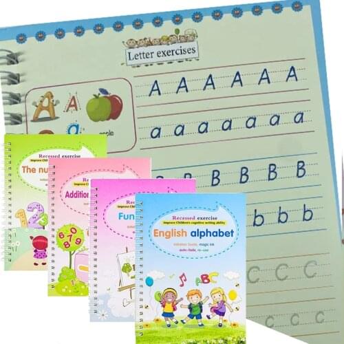 Montessori Toys Reusable Learn Drawing Math English Book Magic book Early education For Kids Copybook For Calligraphy