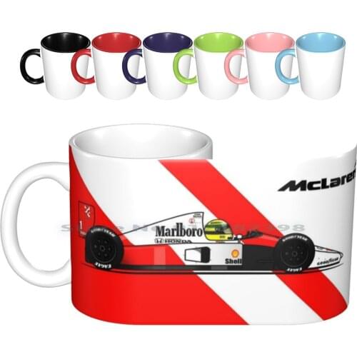 The Legend Ceramic Mugs Coffee Cups Milk Tea Mug Ayrton Senna Motorsport Racing Car Race Car Racing Car England Brazil White