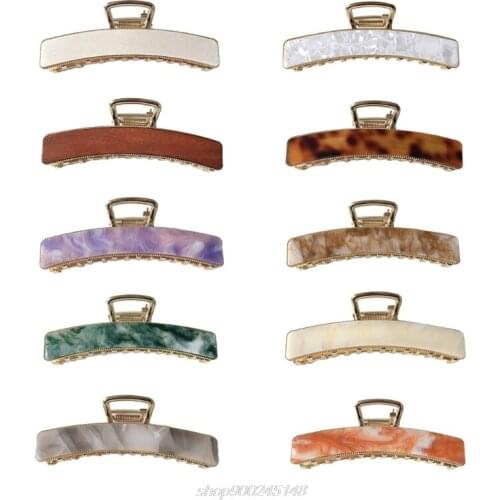 Korean Women Vintage Metal Hair Claw Clip Marble Stone Acetate Enamel Large Jaw Clamp Nonslip Ponytail Holder A08 21 Dropship