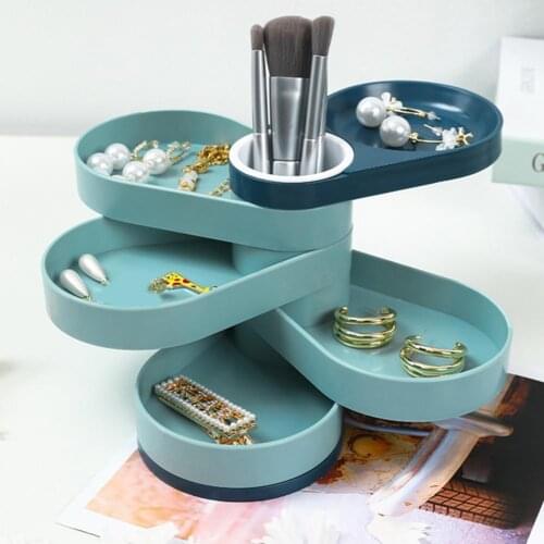 Earrings Box 360 Degree Rotatable 5 Layers Plastic Jewelry Rings Organizer Storage Box for Home