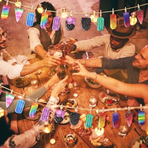 Ice Cream Party Bunting Hawaii Party 1Set Banner Flags Length 2m For Tropical Summer Party Bar Kids Happy Birthday Decoration