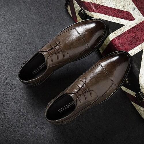 2019 Mens Dress Leather Shoes Lace-Up Wedding Party Shoes Mens Business Office Oxfords Flats Plus Size Men Fashion S9-73
