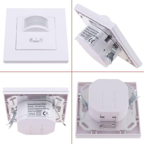 220-240V AC Wall Mounted 9m Automatic PIR Infrared LED Motion Sensor Switch D7WA
