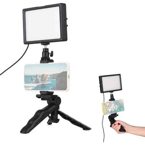 Andoer Desktop Lighting Kit LED Video Light + Adjustable Tripod 14 Levels of Adjustable Brightness for Live Stream Vlog Shooting