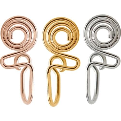 2021 New Snake Spiral S Gold Tone Fake Nose Ring Vintage Style Silver Color Trendy Clip On Ear Cuff Body Jewelry Bijoux