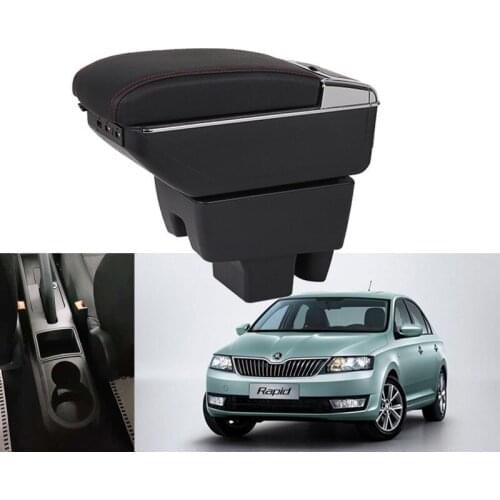 For Skoda Rapid Armrest box central Store content Rapid armrest box with cup holder ashtray with USB interface