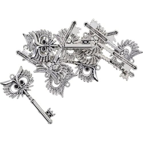 10pcs Alloy Owl Key Shape Pendants Charms Findings for Jewelry Making Craft