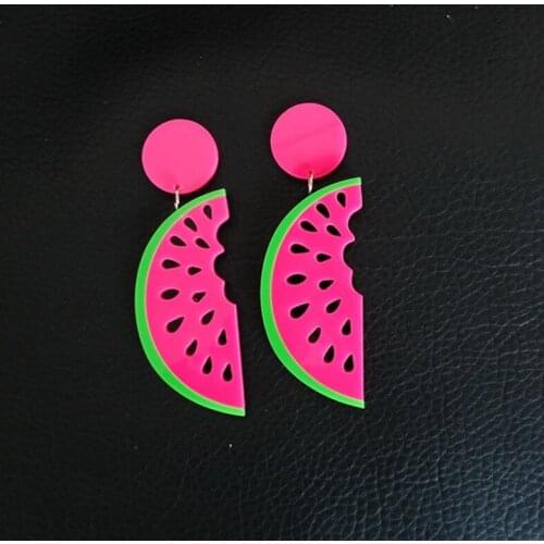 Hot Red Acrylic watermelon Drop Earrings Fashion Hiphop Earrings For women Jewelry accessories Stage show DJ Nightclub E18129