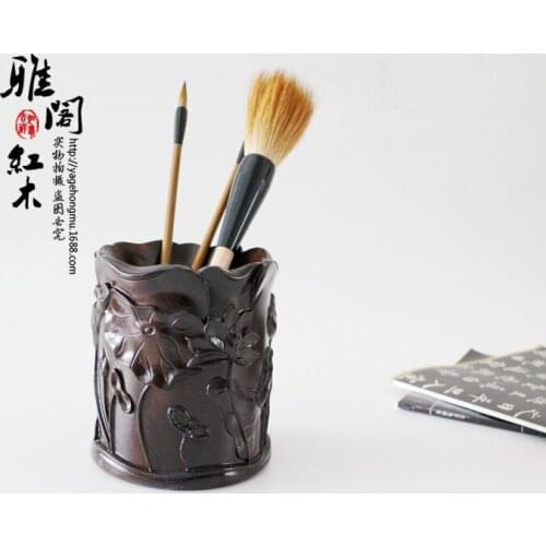 Factory Direct Black Azusa mahogany carved wooden pen wholesale lotus wood monolith