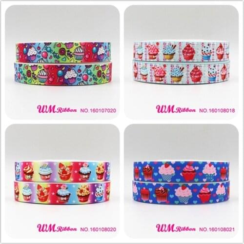 Q&N ribbon 7/8inch 22mm cup cake doughnut Macarons printed grosgrain ribbon 50yds/roll free shipping for hair tie hair bow