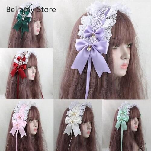 Japanese Lolita white lace bowknot with soft girl headwear