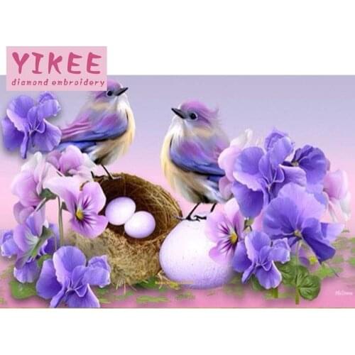 YIKEE Diamond Painting Flowers and Birds Diamond Embroidery Full Square Rhinestones Home Decor Diamonds Mosaic h199