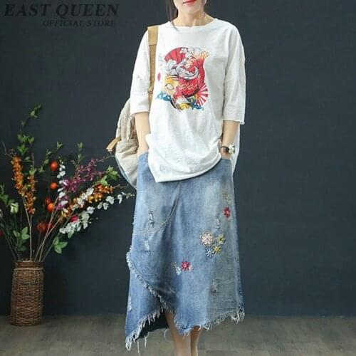 Womens summer top tees casual t-shirt half sleeve floral print o-neck loose female tee shirts hot sale fashion top DD941 L