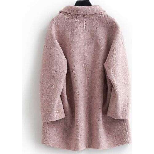 Wool Real New Coat Female Autumn Woman Coats 2020 Korean Elegant Fashion Soft Alpaca Jacket Ladies Casaco B18Y05429-Z s