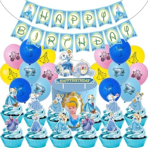 1 Set Disney Balloons Cinderella Princess Birthday Party Decorations Baby Shower Decor Kids Party Cinderella Balloon Air Globos