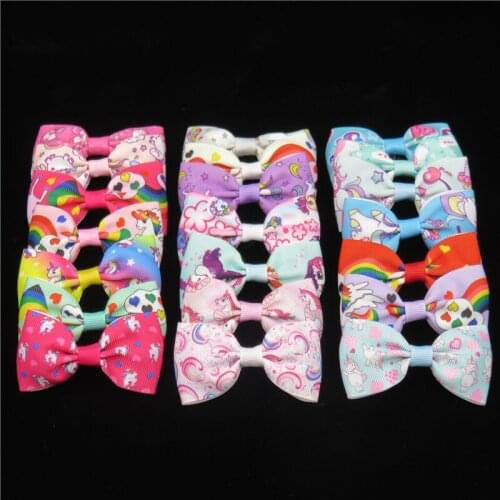 12PCS/LOT Lovely Unicorn Ties Only Bows Elastic Bands For Baby Girls Hairpin Clips Pins Scrunchy Kids Hair Accessories New 2021
