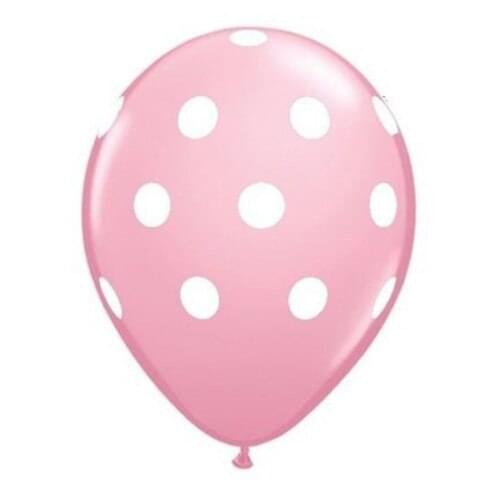 20 pc 12" Polka Dot Latex Balloon Happy Birthday Baby Shower Wedding Bridal Spot (pink/white)